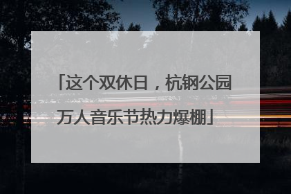这个双休日，杭钢公园万人音乐节热力爆棚
